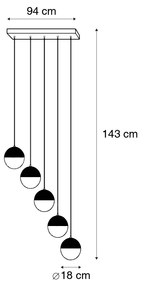 Industrialna lampa wisząca brąz z drewnem 5 lampek - HaichaPrzemysłowy Oswietlenie wewnetrzne