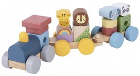 Tooky toy kolejka drewniana ze zwierzątkami  klocki układanka montessori