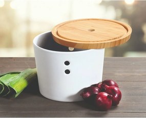 Kesper 32622 Pojemnik do przechowywania plastik/bambus, biały, śr. 21 cm