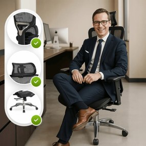 Fotel Biurowy Ergonomiczny Obrotowy ROYAL Czarny Nowoczesny