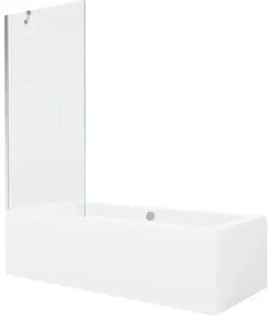 Mexen Cube wanna prostokątna 170 x 80 cm z obudową i parawanem 1-skrzydłowym 80 cm, transparent, chrom - 550517080X9508000001