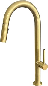 Portofino Bateria zlewozmywakowa z wyciąganą słuchawką prysznicową szczotkowanego złota - Essebagno