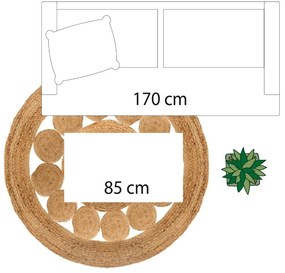 Dywan dekoracyjny z juty, Ø 120 cm, okrągły