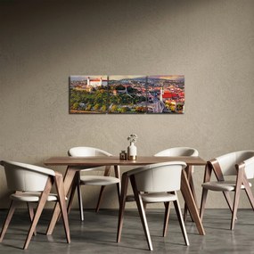 Obraz - Panorama Bratysławy, Słowacja (z zegarem) (90x30 cm)