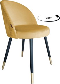 Krzesło TRIX tkanina Welur noga metalowa : Kolor nogi - Czano-złota stożek, Kolor tkaniny - VELVET - MG15, Typ siedziska - Siedzisko obrotowe 360°