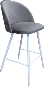 Hoker Colin krzesło barowe tkanina Welur podstawa metalowa hoker nowoczesny : Kolor nogi - Biały stożek, Kolor tkaniny - VELVET - BL14, Typ siedziska - Siedzisko stałe