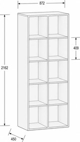 Regał FRAME, wysoki, 2 kolumny, 2162 x 872 x 450 mm, dąb naturalny
