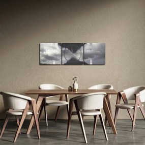 Obraz - Góry na Islandii, geometryczny kolaż (z zegarem) (90x30 cm)