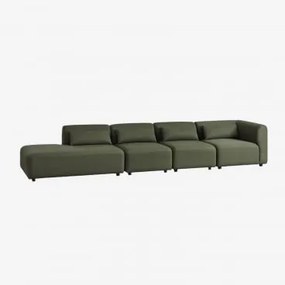 Sofa Modułowy Narożny 4-częściowy Z Lewym Szezlongiem Fogler Tkanina Baranek Boucle Żółty Curri - Sklum