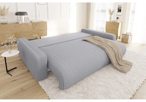 Jasnoszara sztruksowa rozkładana sofa ze schowkiem 234 cm Sara – Ropez