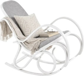 Biały drewniany fotel bujany M6-H79