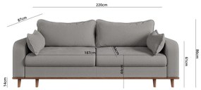 Jasnoszara sztruksowa sofa 220 cm Beata – Ropez