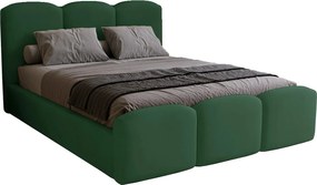 Łóżko dwuosobowe 200x200 cm Capri - pojemnik, stelaż metalowy - welur, zielony (Magic Velvet 2225)