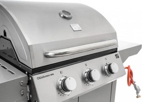 Grill gazowy OKLAHOMA BBQ, 4 palniki, z reduktorem, srebrny Penta CZ