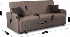 Sofa z Funkcją Spania ASPEN Wersalka Rozkładana Dwuosobowa Beżowa Nowoczesna do Salonu