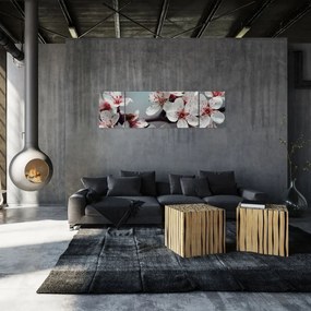 Obraz kwiatu - czerwony (170x50 cm)