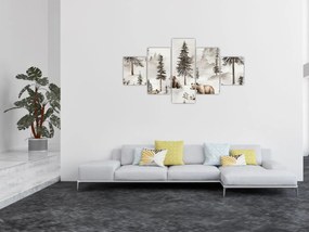 Obraz - Las z niedźwiedziami (125x70 cm)