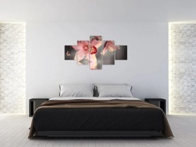 Obraz - Kwiaty i motyl (125x70 cm)