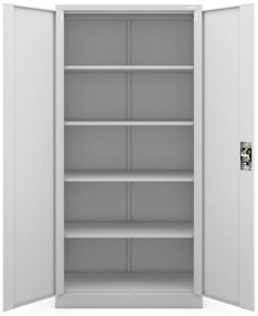 Biurowa szafa metalowa na akta JAN, 900 x 1850 x 400 mm szara