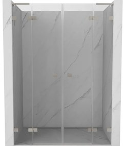 Mexen Lunar L Duo drzwi prysznicowe uchylne 140 cm, transparent, nikiel szczotkowany - 834DL-140-000-97-00