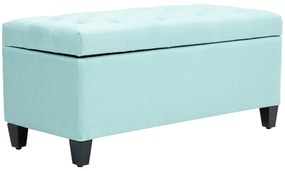 HOMCOM Ławka z Przestrzenią do Przechowywania, Poliester w Wyglądzie Lnu, Drewno Kauczukowe, 100 x 40 x 44 cm, Zielony