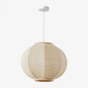 Lampa Sufitowa Wisząca Z Lnu Ziyec Kremowa & Ø50 Cm - Sklum