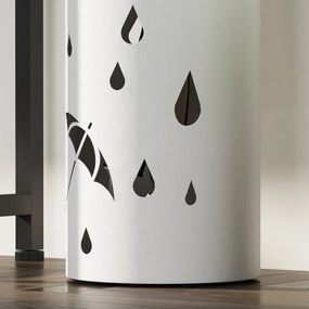 HOMCOM Stojak na parasole, stal, kształt kolumny, wyjmowana taca, Ø17 x 41H cm, Biały | Aosom PL