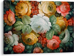 Obraz namalowanego bukietu kwiatów (70x50 cm)