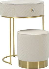 Stolik Nocny VKH755, Beżowy, 52x52x70 cm, Kendra Home