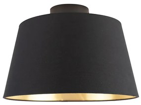 Lampa sufitowa z abażurem z bawełny czarna ze złotem 32 cm - Combi Black klasyczny/Antyczny Oswietlenie wewnetrzne