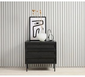 Czarna niska komoda w dekorze dębu 80x75 cm Pensacola – Unique Furniture
