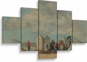 Obraz - Eugène Boudin, Beach Scene, reprodukcje (125x70 cm)