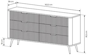 Czarna  komoda z szufladami  L8-C76