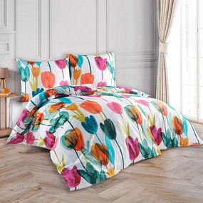 BedTex Pościel satynowa Tulipi, 140 x 200 cm, 70 x 90 cm, 140 x 200 cm, 70 x 90 cm