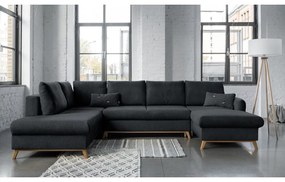 Ciemnoszara rozkładana sofa w kształcie litery "U" Miuform Scandic Lagom, lewostronna