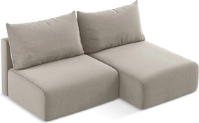 Szarobrązowy aksamitny rozkładany/ze schowkiem narożnik (prawostronny/z szezlongiem) Kalena – Makamii