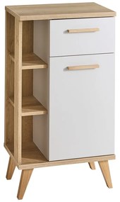 Kremowo-naturalna niska szafka łazienkowa w dekorze dębu 50,5x89,5 cm Quickset 966 – Pelipal