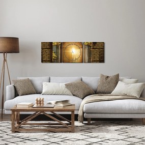 Obraz - Brama w lesie (z zegarem) (90x30 cm)