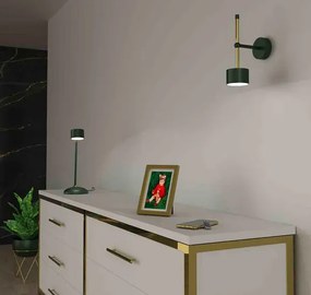 Okrągły kinkiet do sypialni zielony + złoty - N020-Umer