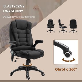 Vinsetto Fotel biurowy ergonomiczny z masażem regulowany fotel gamingowy udźwig 120 kg czarny | Aosom PL