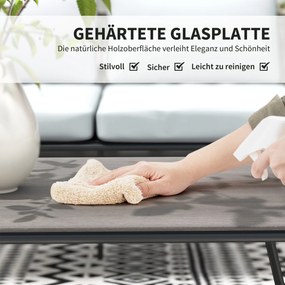 Komplet wypoczynkowy z Polyrattanu Outsunny: sofa + fotele + stolik z poduszkami, odporny na warunki atmosferyczne, 116 x 60 x 69 cm, Brązowy+Ciemnoszary