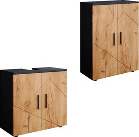 Zestaw mebli łazienkowych złoty dąb power/antracyt 60x30x81 irma