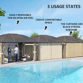 Outsunny Pawilon Ogrodowy, Namiot Imprezowy, Festynowy, 4 x Podwójne Ściany Boczne, Wodoodporny, 2 Haki na Latarnie, ok. 4 x 3 x 2,8 m, Brązowy