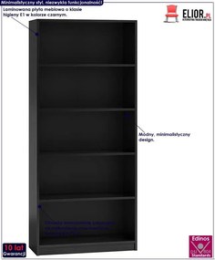 Czarny regał na ubrania z 5 półkami T2-S78