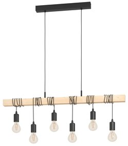 Lampa wisząca w czarno-naturalnym kolorze TOWNSHEND – EGLO