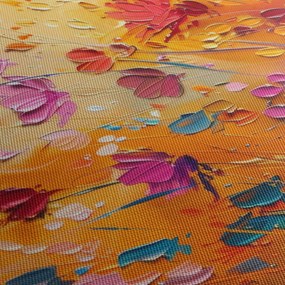 Obraz - Malowanie kolorowych kwiatów (z zegarem) (90x30 cm)