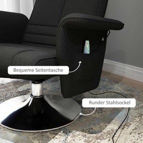 HOMCOM Masażer fotel z podnóżkiem, regulowane oparcie, 78 x 95 x 88 cm, czarny