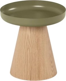Stolik kawowy okrągły Tresel 40 cm do salonu - naturalny / zielony