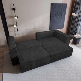 Masseno Narożnik NERIO z funkcją spania i pojemnikiem na pościel Narozniki L, Rozkładana sofa - Czarny, POSO 135