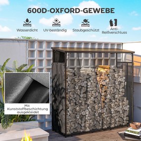 Outsunny Osłona na regał na drewno kominkowe, zestaw 2 szt., wodoodporna i ochrona przed kurzem, 148 x 62 cm, Czarna